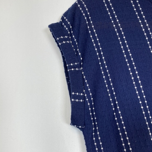 W5 Navy and White Striped Tie-Front Cap Sleeve Top Sz S Llightweight Soft Casual - Picture 5 of 9